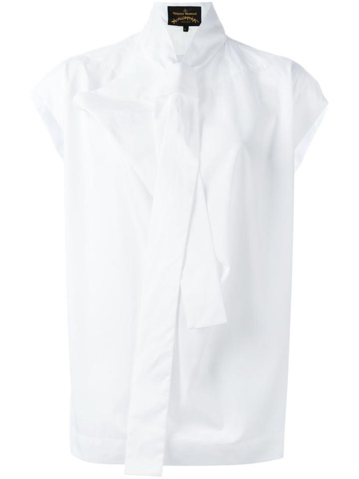 Vivienne Westwood Anglomania Neck Tie Blouse, Women's, Size: Medium, White, Cotton