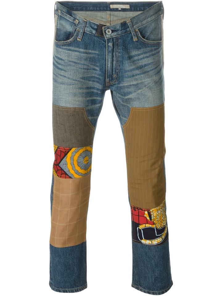 Junya Watanabe Comme Des Garçons Man Patchwork Jeans, Men's, Size: Medium, Blue, Wool/cotton