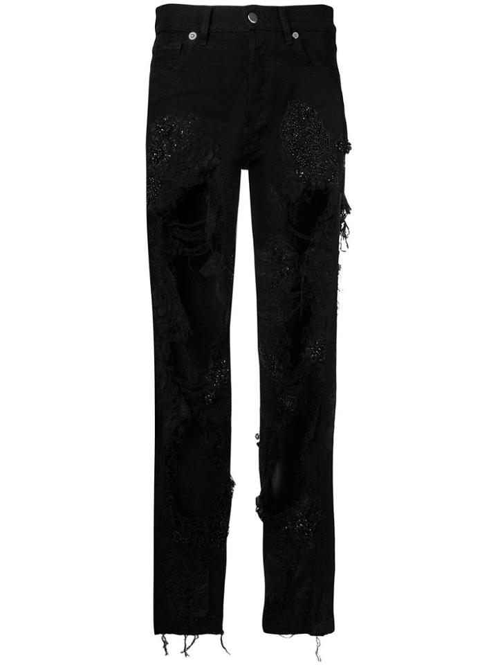 Almaz Ripped Lace Jeans - Black