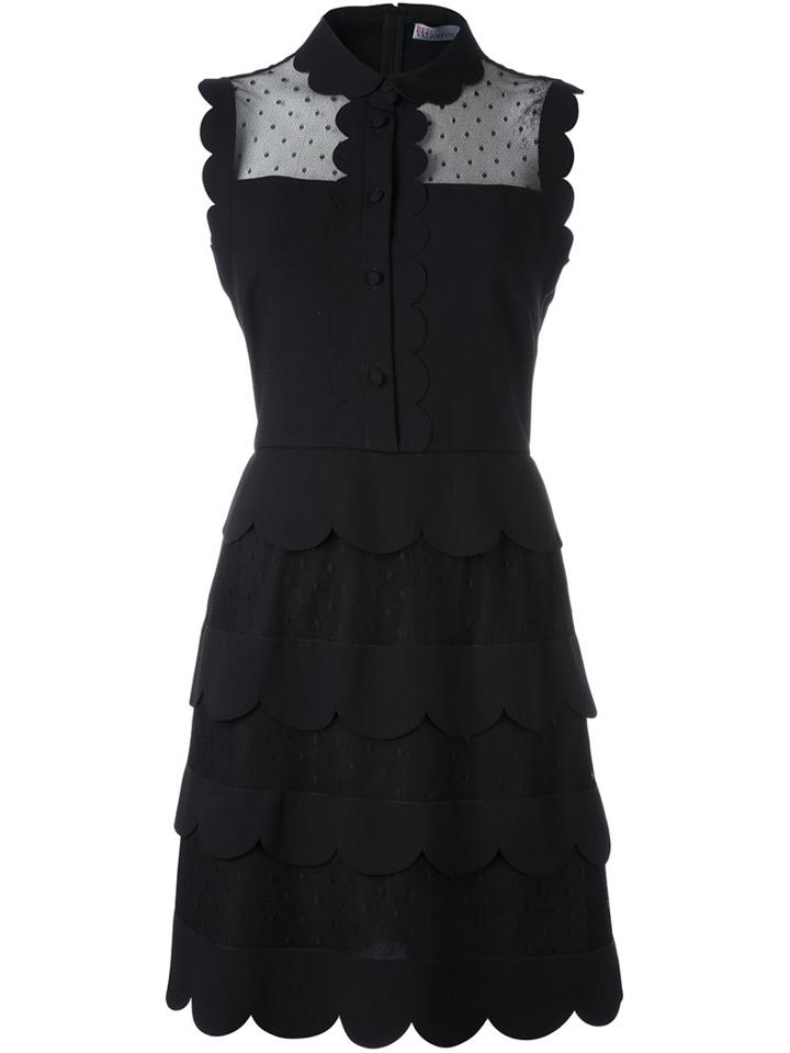 Red Valentino Sleeveless Scalloped Detail Dress