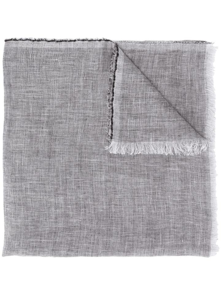 Ermenegildo Zegna Logo Embroidered Scarf - Grey