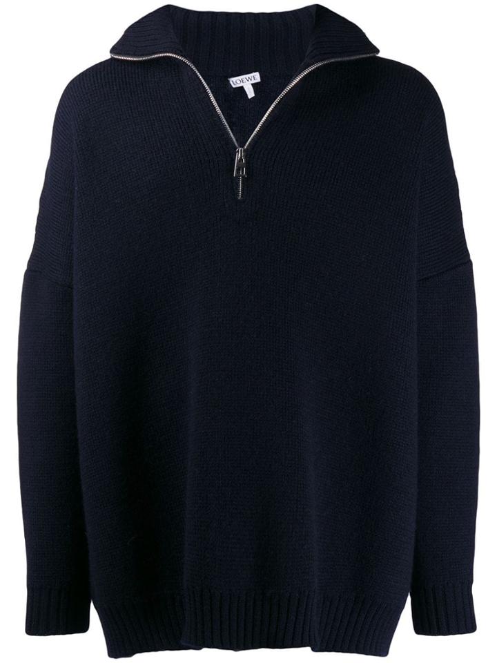 Loewe Zip Placket Jumper - Blue