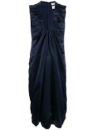 Bottega Veneta Gathered Detail Satin Dress - Blue