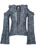 Derek Lam 10 Crosby Ruffled Cold Shoulder Blouse - Blue