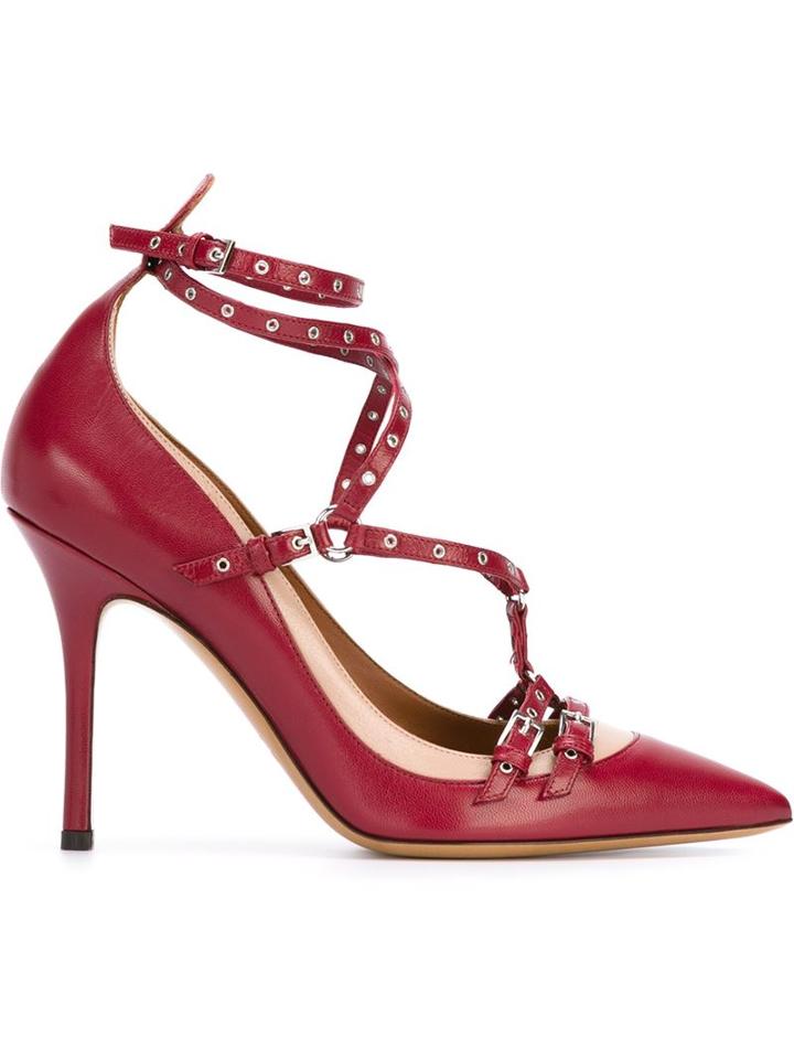 Valentino Garavani Love Latch Pumps, Women's, Size: 39, Red, Calf Leather/leather