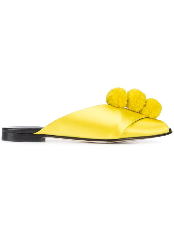 Trademark Pompom Pyjama Sandals - Yellow & Orange