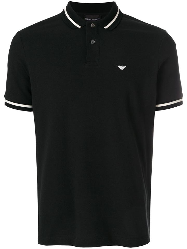 Emporio Armani Stripe-trimmed Polo Shirt - Black
