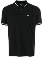 Emporio Armani Stripe-trimmed Polo Shirt - Black