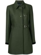 Fay Buckled Front Coat - Green