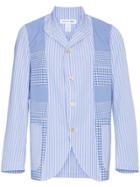 Comme Des Garçons Shirt Stripe And Gingham Insert Jacket - Blue