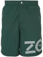 Kenzo Logo Print Shorts - Green