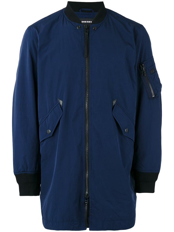 Diesel - Oversized Bomber Jacket - Men - Polyester - Xxl, Blue, Polyester