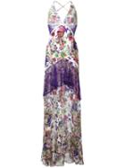Roberto Cavalli - Lace Detail Print Dress - Women - Silk/spandex/elastane/viscose - 38, Pink/purple, Silk/spandex/elastane/viscose