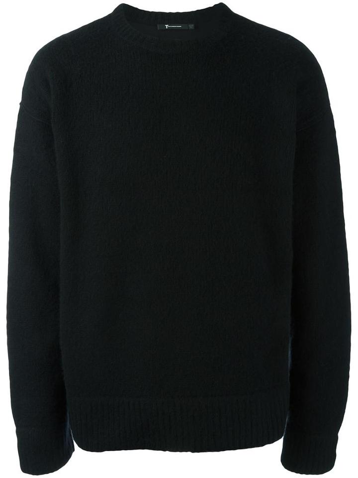 T By Alexander Wang Crew Neck Jumper, Men's, Size: Medium, Black, Cotton/wool