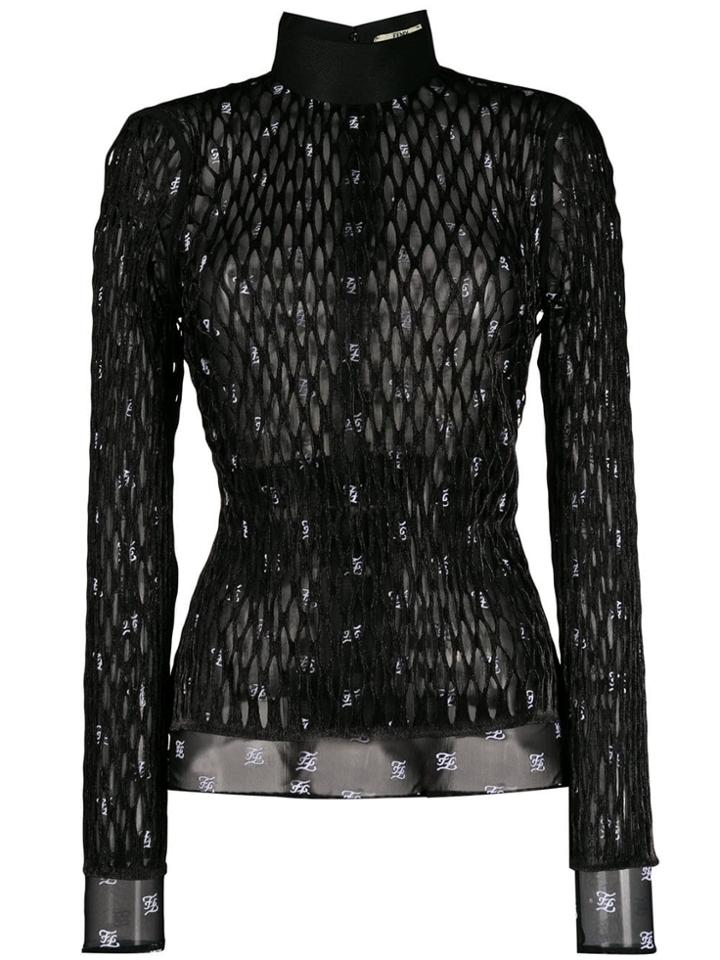 Fendi Fitted Micromesh Jacket - Black