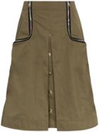 Jw Anderson Zip-detail Twill Taffeta Skirt - Green