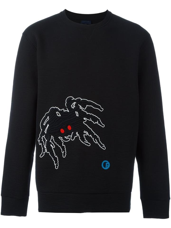 Lanvin Ribbed Spider Detail Sweatshirt, Men's, Size: Medium, Black, Cotton/polyamide