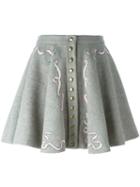 Olympia Le-tan Embellished Full Skirt, Women's, Size: 36, Grey, Wool/silk