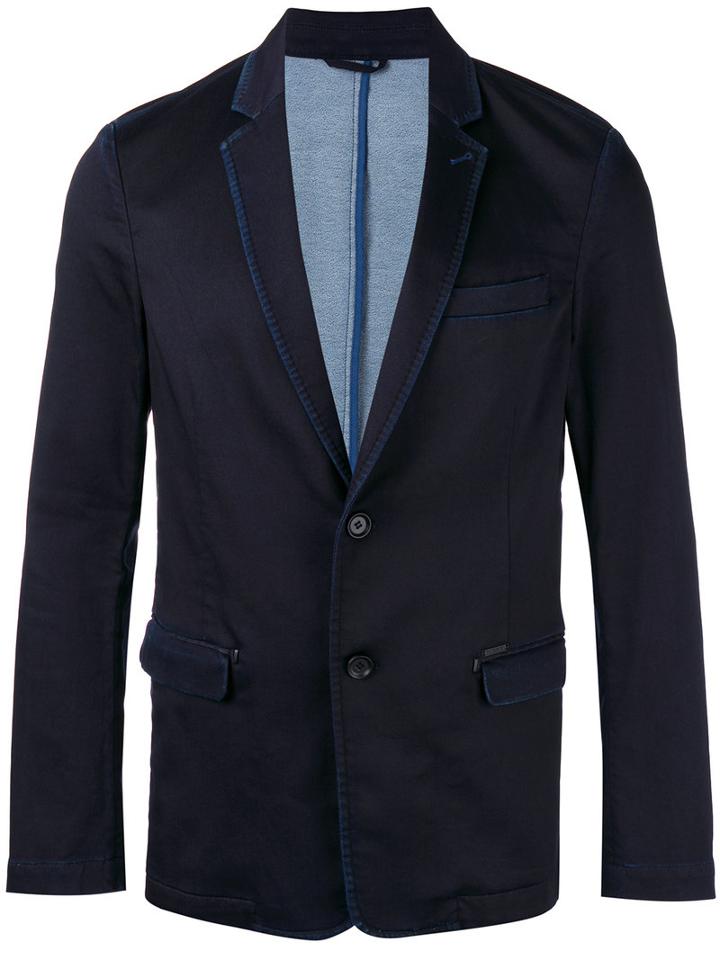 Diesel Two-button Blazer, Men's, Size: Xl, Blue, Cotton/polyester/spandex/elastane