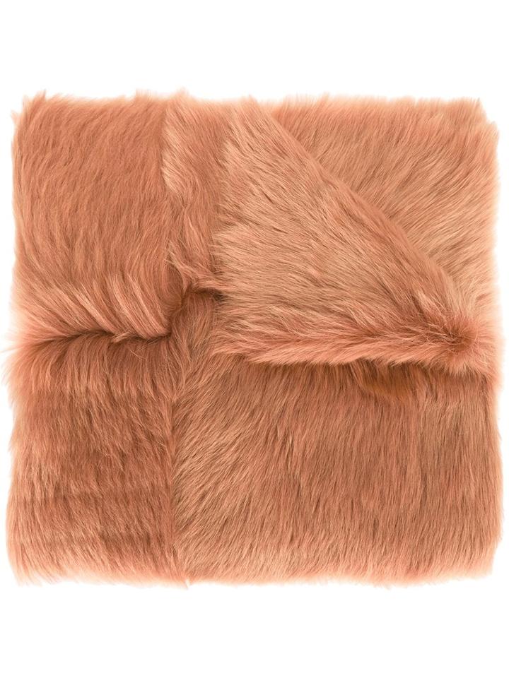 Rochas Long Haired Lamb Shearling Shawl, Women's, Brown, Lamb Fur