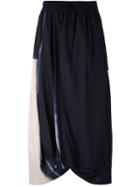 Y's - Abstract Print Draped Skirt - Women - Cotton/tencel - 2, Women's, Blue, Cotton/tencel