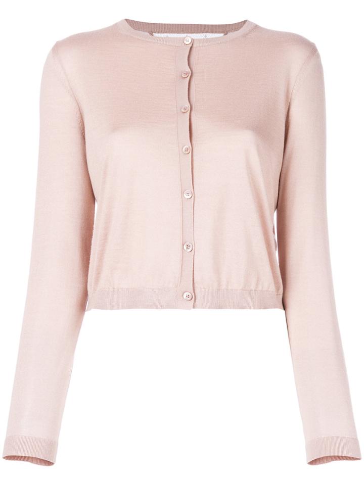 Red Valentino Cropped Round Neck Cardigan - Pink & Purple