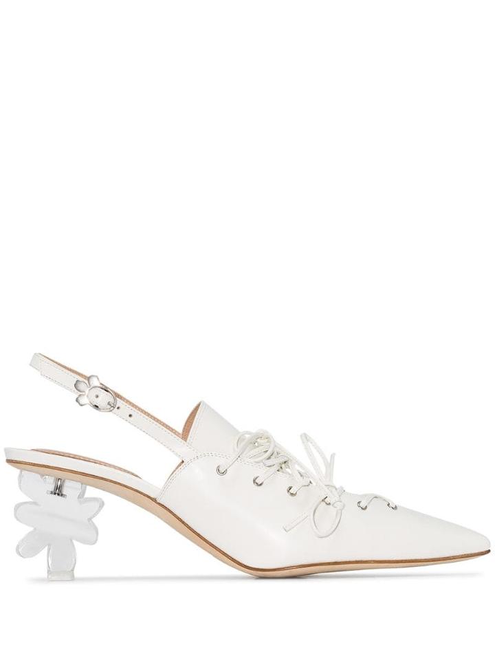 Simone Rocha Flower-heel Slingback Pumps - White