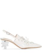 Simone Rocha Flower-heel Slingback Pumps - White