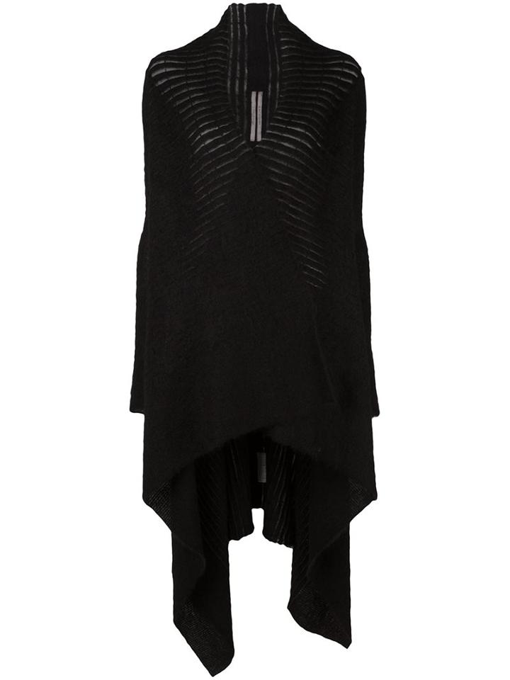 Rick Owens Long Asymmetric Cardigan, Women's, Size: Medium, Black, Polyamide/mohair/nylon