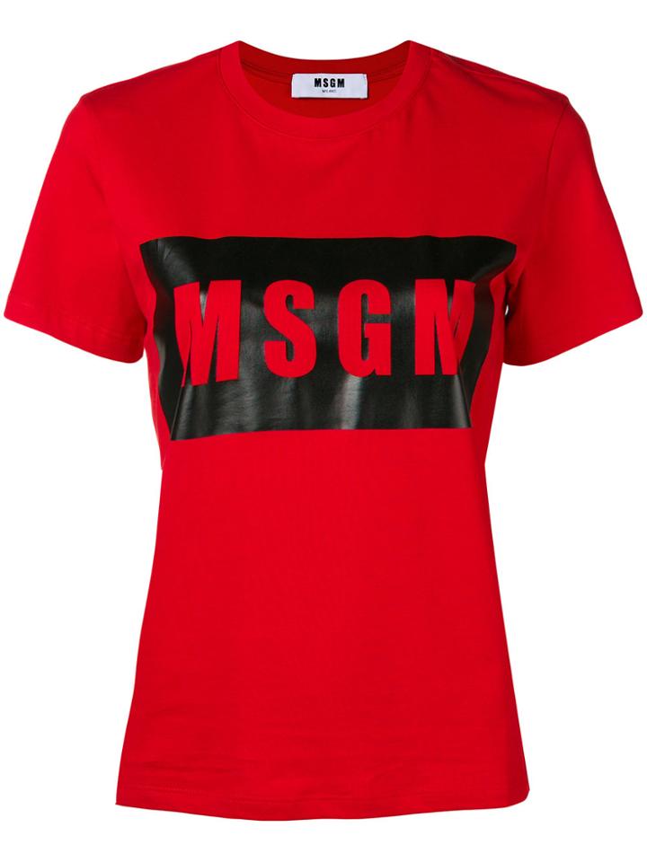 Msgm Logo Outline T-shirt - Red