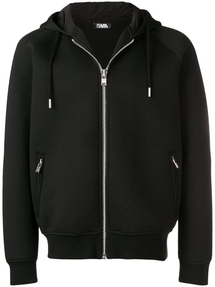 Karl Lagerfeld Neoprene Zip Up Hoodie - Black