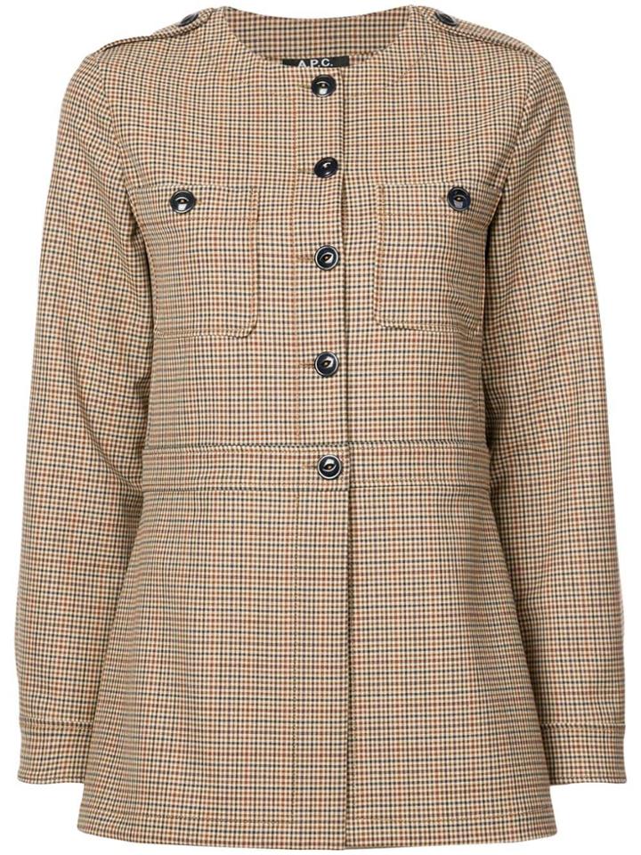 A.p.c. Fitted Check Jacket - Brown