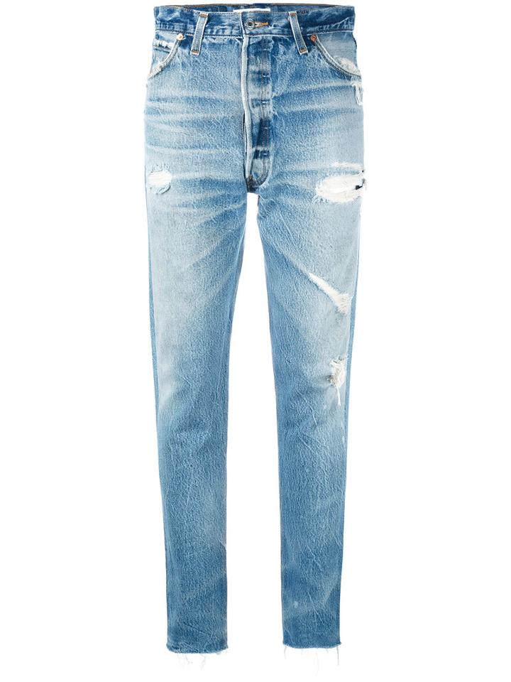 Re/done - Stonewashed Distressed Jeans - Women - Cotton - 28, Blue, Cotton