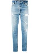 Re/done - Stonewashed Distressed Jeans - Women - Cotton - 28, Blue, Cotton