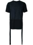 Consistence - Striped Panel T-shirt - Men - Cotton/wool - 50, Black, Cotton/wool