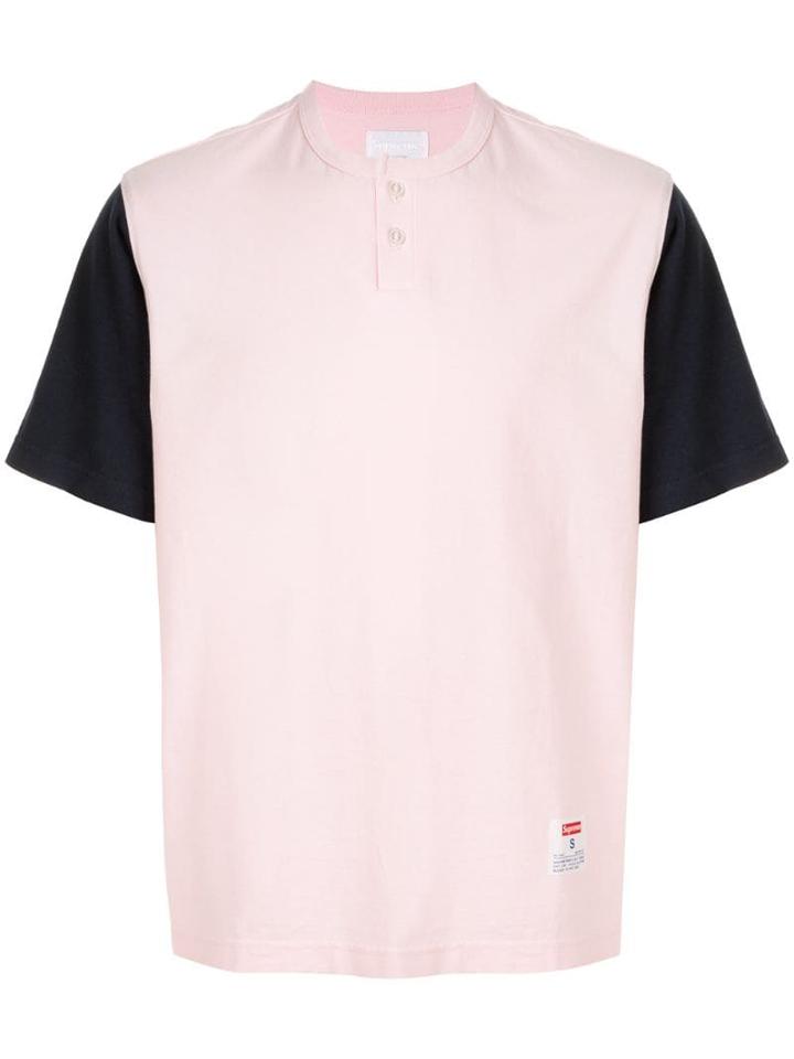 Supreme Two-tone Henley T-shirt - Pink