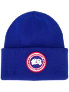 Canada Goose Logo Patch Beanie Hat - Blue