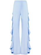 Sara Battaglia Draped Side Detail Trousers, Women's, Size: 42, Blue, Spandex/elastane/viscose