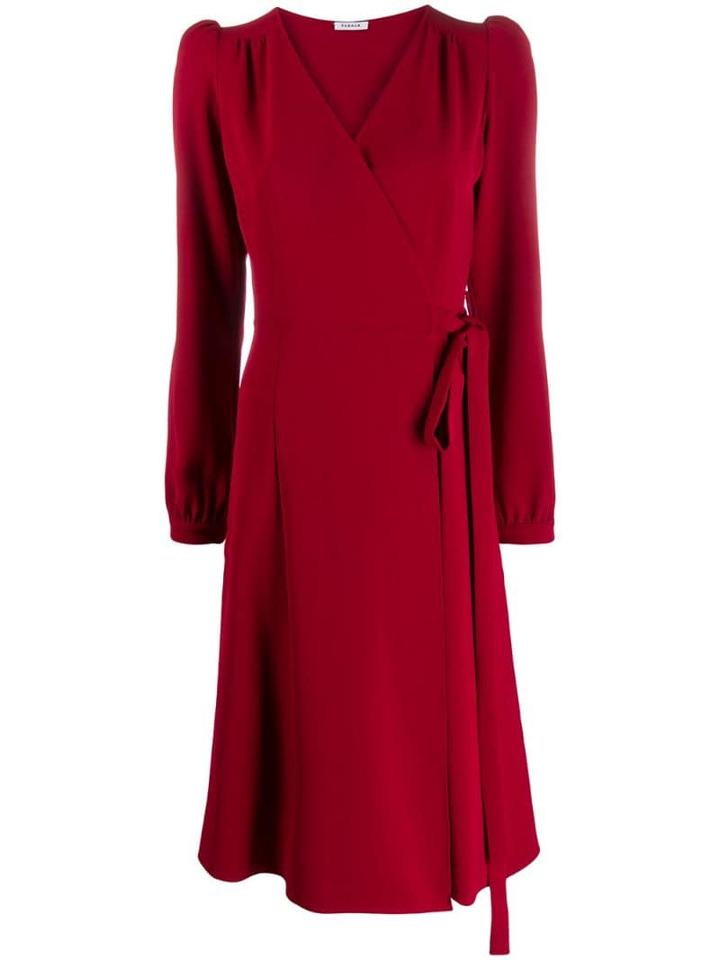 P.a.r.o.s.h. Wrap Style Midi Dress - Red