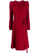 P.a.r.o.s.h. Wrap Style Midi Dress - Red