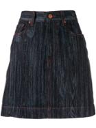 Vivienne Westwood Anglomania Wood Effect Denim Skirt - Blue
