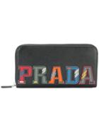 Prada Logo Appliquéd Wallet - Black