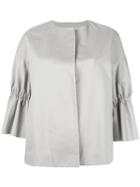 Alberto Biani Gathered Detail Jacket, Women's, Size: 42, Grey, Cotton