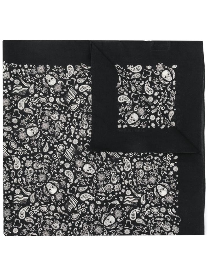 Saint Laurent Skull Print Bandana - Black