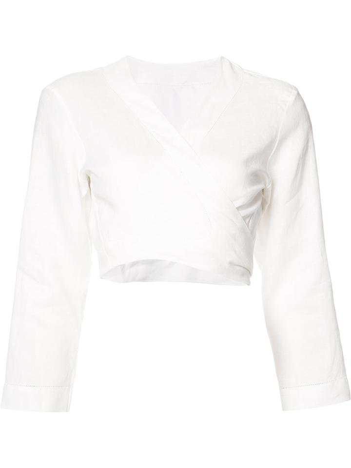 Lisa Marie Fernandez Kimono Blouse, Women's, Size: 3, White, Linen/flax