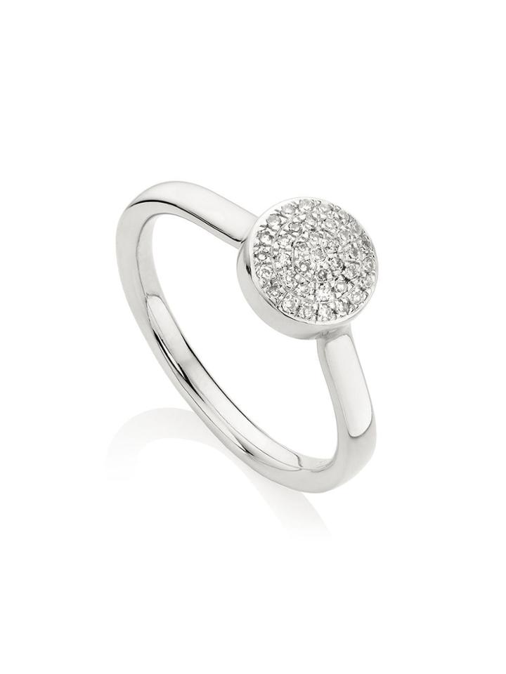 Monica Vinader Fiji Button Diamond Ring - Silver