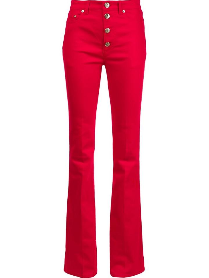 Sonia Rykiel High Waisted Flare Pants, Women's, Size: 36, Red, Cotton/spandex/elastane