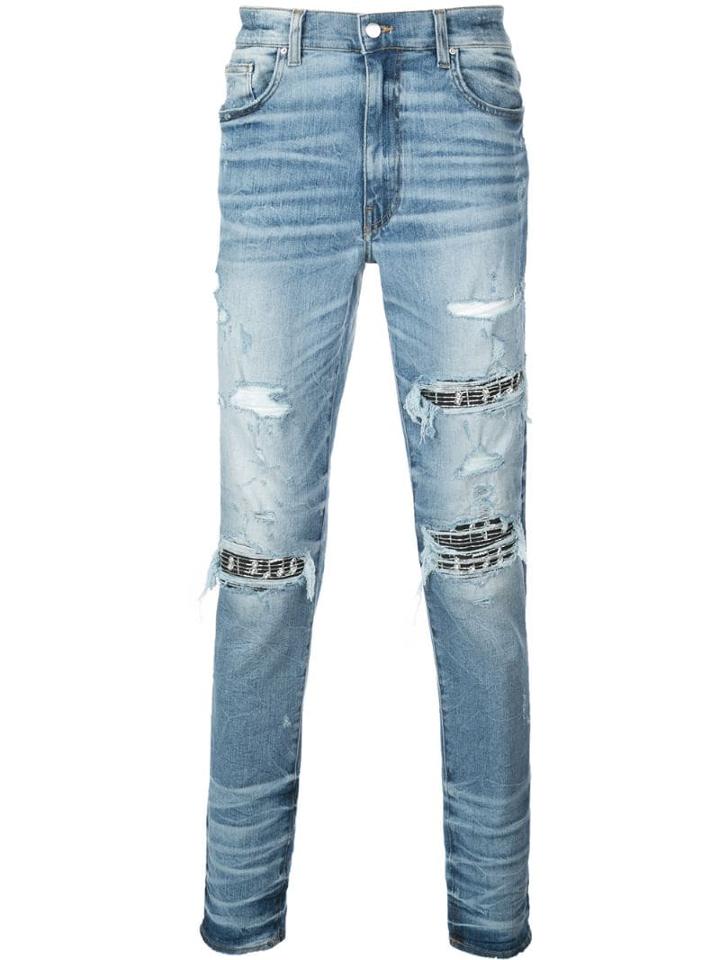 Amiri Distressed Slim Fit Jeans - Blue