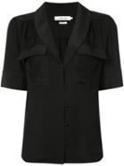 Frame Denim - Chest Pockets Shortsleeved Shirt - Women - Silk - Xs, Black, Silk