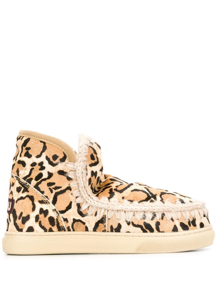 Mou Leopard Print Eskimo Boots - Neutrals